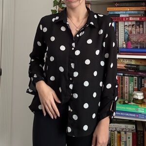Urban Heritage Black and White Polka Dot Blouse